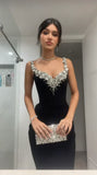 Elegant Mermaid Sweetheart Black Bodycon Evening Women Party Long Formal Prom Dress 16 Birthday Gown Ladies Dresses HZ0311