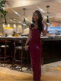 Sexy Sheath Strapless Burgundy Sequin Long Prom Dresses For Black People Inspiration Evening Gowns Formal Party Prom Dress HZ0311