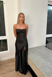 Long Prom Dresses With Split Mermaid Spaghetti Straps Maxi Long Party Prom Dresses Vestidos De Dia HZ0311