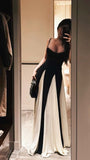 Simple Prom Dresses Aesthetic A Line Spaghetti Strap Black Bodice Inspo Formal Party Gowns HZ0311