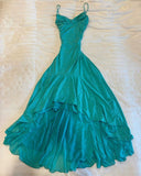 Classy Mermaid Spaghetti Strap Blue High Low Prom Dress Aesthetic For Teens Formal Dresses Party Outfits Prom Gown HZ0311