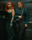 Sexy Mermaid Spaghetti Straps Dark Green Sequin Inspo For Black Women Girls Formal Party Gowns Long Prom Dresses HZ0311