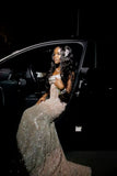 Glitery Senior Prom Dresses High Schools Inspiration Mermaid Champagne Sequins Long Semi Formal Grad Prom Dress For Black Girls Teens HZ0311
