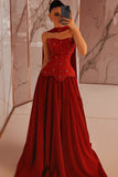 Classy A line Sweetheart Red Satin Prom Dresses Inspo For Teens Formal Dress Party Outfits Prom Gowns HZ0311