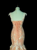 Vintage Mermaid V Neck Pink Tulle With Lace Appliques 2000s Senior Prom Dresses High School Long Formal Dress HZ0311