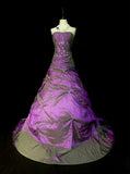 Modest Ball Gown Strapless Purple Taffeta 80s Long Prom Dresses Inspiration Party Gowns Vintage Formal Dress HZ0311