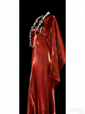 Vintage Fashion Night Aesthetic A Line Rust Red Spaghetti Straps 80s 70s 90s College Formal Outfit Long Prom Graduation Dresses HZ0311