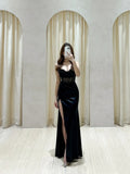 Modest Senior Prom Dresses High Schools Inspiration Mermaid Spaghetti Strap Black With Slit Semi Formal Grad Long Prom Dress For Teens HZ0311