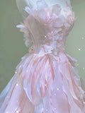 Pink princess evening dress, fairy party dress, girl¡¯s birthday flower dress, Sweet 16 Prom Dresses HZ0311