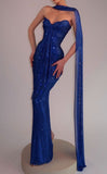 Elegant Mermaid Sweetheart Royal Blue Sequined Women Party Dress Long Formal Prom Dresses 18th Birthday Gowns HZ0311