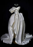 Classic Wedding Dresses Ball Gown Sweetheart Satin High Low Brides Dress Fitted Bridal Gowns HZ0311