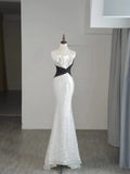 Beautiful Mermaid Strapless White Sequin Long Prom Dresses Formal Gowns Inspo Evening Outfit HZ0311