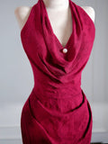 Flattering Mermaid Halter Fuchsia Prom Dresses Long Evening Formal Birthday Party Gowns HZ0311