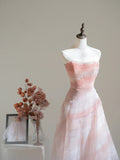 Classy Ball Gown Strapless Pink Tulle Crystals Beading Prom Dresses Long Party Dress 18th Birthday Outfit Graduation Dress HZ0311