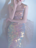 Glitter Mermaid Sweetheart With Straps Sequin Long Prom Dresses Formal Gowns Inspo Evening Outfit HZ0311
