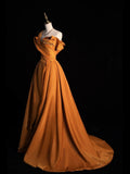 Chic Ball Gown One Shoulder Satin Sleeveless Senior Prom dresses High School Long Formal Dress HZ0311