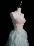 Sparkly A line Sweetheart Mint Green Sequins Long Prom Dress Fashion Aesthetic High School Formal Dresses Party Outfits Prom Gown HZ0311