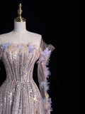 Princess A Line Off The Shoulder Sequined Long Formal Evening Dress Gowns Prom Dresses HZ0311