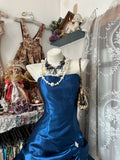 Vintage Ball Gown Strapless Navy Blue Satin Short 16th Birthday Dress Middle School Homecoming Dresses Cocktail Gown HZ0311
