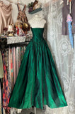 Chic Ball Gown Sweetheart Dark Green Satin Sleeveless Senior Prom dresses High School Long Formal Dress HZ0311