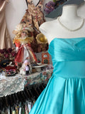 Simple Ball Gown Strapless Green Satin Short 16th Birthday Dress Middle School Homecoming Dresses Cocktail Gown HZ0311
