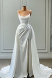 Mermaid Spaghetti Strap Floor-length Sleeveless High Split With Side Train Prom Dress HZ0311