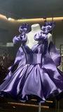 Cheap Ball Gown Spaghetti Straps Satin Grape Short 16th Birthday Dress Homecoming Dresses Cocktail Gown HZ0311