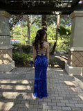 Mermaid Strappy Back Trumpet Dress Prom Dresses Backless With Sweep Train HZ0311