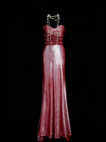 Classy Mermaid Sweetheart Pink Satin Long Senior Prom dresses High School Formal Dresses HZ0311