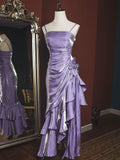 Mermaid Floor Length Purple Prom Dress Long Pleated Prom Dresses For Women HZ0311