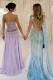 Classy A line Strapless Lilac Chiffon Prom Dresses Inspo For Teens Formal Dress Party Outfits Prom Gowns HZ0311