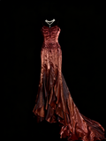 Vintage Mermaid Spaghetti Strap Rest Red Satin Beads Senior Prom dresses High School Long Formal Dresses HZ0311
