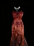 Vintage Mermaid Spaghetti Strap Rest Red Satin Beads Senior Prom dresses High School Long Formal Dresses HZ0311