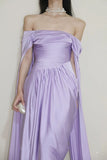 Modest Prom Dresses Aesthetic Sheath Off The Shoulder Lilac Inspiration Style Impress With Sleeves Cape Long Party Formal Gown HZ0311