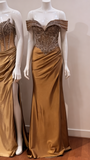 Fashion Prom Dress Off Shoulder Pleated Evening Dresses Birthday Party Outfits Gala Gown HZ0427