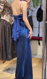 Elegant Prom Dress Satin Spaghetti Straps Pleated Evening Dresses Gala Gown Cocktail Outfits HZ0427