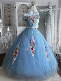 Stunning Ball Gown Off Shoulder Pleated Tulle Evening Gala Gown Prom Dresses Sweet 16th Dress HZ0427