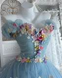 Stunning Ball Gown Off Shoulder Pleated Tulle Evening Gala Gown Prom Dresses Sweet 16th Dress HZ0427
