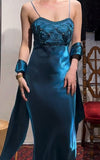 Elegant Prom Dress Satin Spaghetti Straps Cocktail Outfits Evening Dress Gala Gown HZ0427