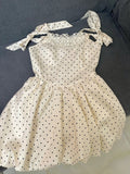 Beauty Homecoming Dress Straps Pleated Polka Dot Short Prom Dress Back to School Outfits Birthday Party Dress HZ0427