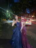 Modest long A line sweetheart dark burgundy sequins prom dress Formal Party Gown HZ0311
