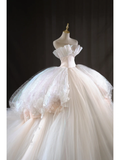 Princess Women's Wedding Dress With Lace for Bride Strapless Brides Dress Ball Gowns HZ0311