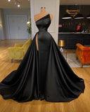 Black Satin Long Prom Dresses,long Formal Dresses HZ0427