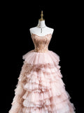 Beautiful Pink Ball Gowns Strapless Satin Tulle Party Dresses Prom Dresses Impress Sweet 16 Formal Dress HZ0311
