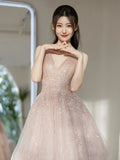 Cute Ball Gown Deep V Neck Pink Sequin Long Prom Dresses Impress 19th Birthday Outfits Prom Gown HZ0311