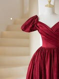 Stylish A line V Neck Burgundy With Sleeves Long Prom Dresses Inspiration Evening Gowns Formal Party Prom Dress HZ0311
