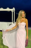 Sexy Mermaid Women's Evening Dresses Sleeveless Prom Gowns Customized One Shoulder Backless Applique HZ0311