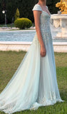 Fairy-tale A Line Exquisite Beaded Tulle Prom Dress Wedding Guest Dress Dinner Outfits Party Gowns HZ0311
