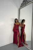 Retro Prom Dresses Off The Shoulder Burgundy Lace Beaded Pleated Fashion Long Prom Dresses Party Gowns HZ0311
