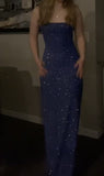 Elegant Mermaid Navy Blue Sequins Spaghetti Straps Long Evening Prom Dresses HZ0311